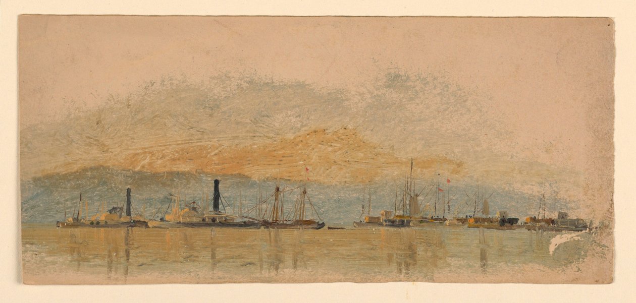 Piirustus, luonnokset. Laivat, n. 1860 tekijältä Samuel Colman