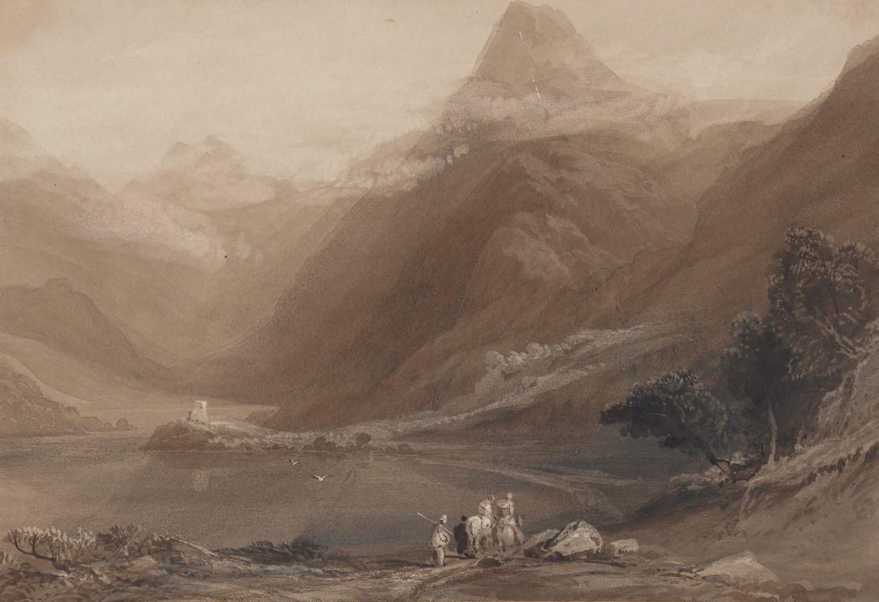 Llanberis Lake, Pohjois-Wales, 1820-30. tekijältä Samuel Jackson