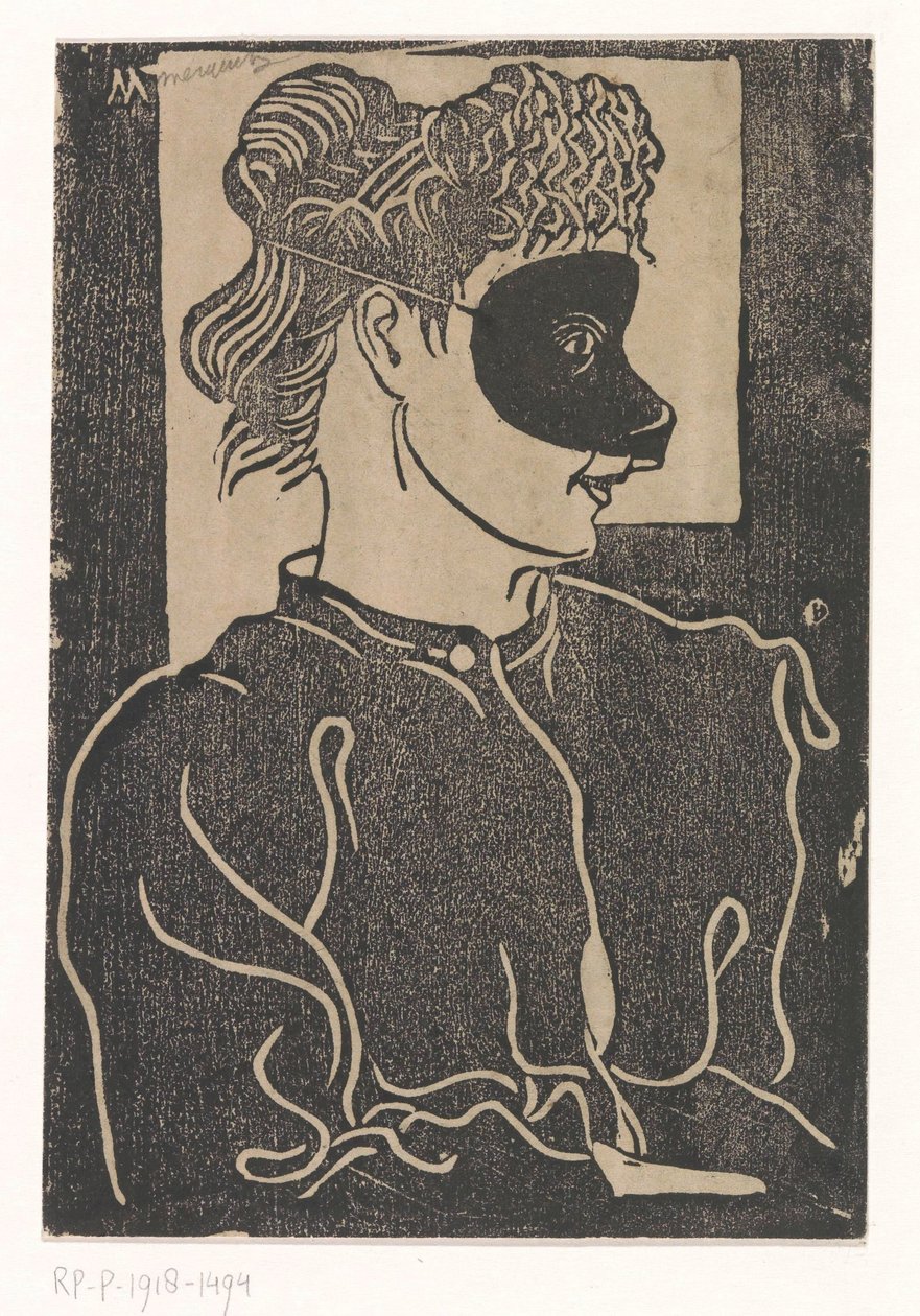 naamioitunut nainen tekijältä Samuel Jessurun de Mesquita (signed by artist)