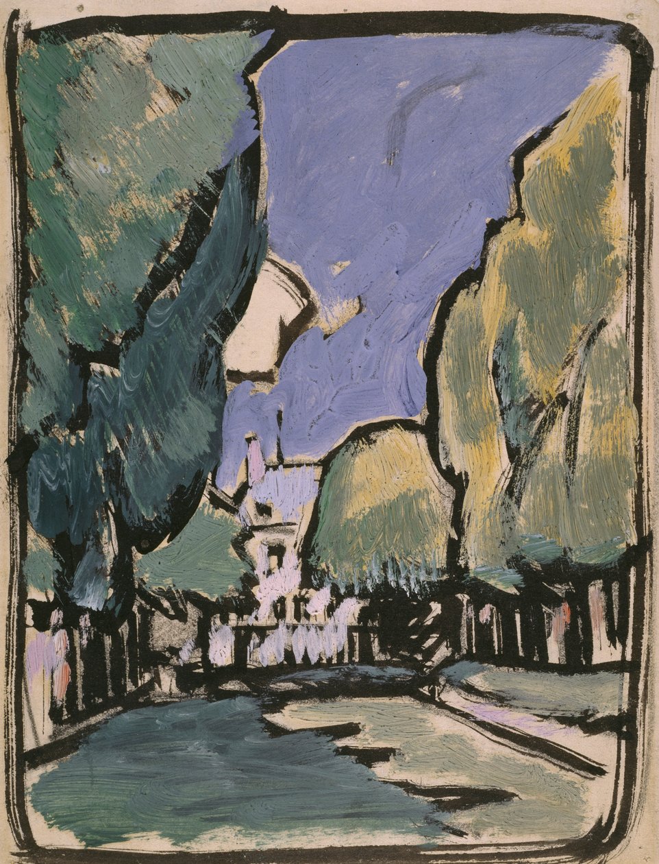Maisema (öljy paperille) tekijältä Samuel John Peploe