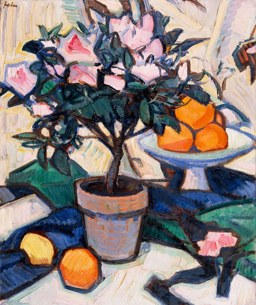 Vaaleanpunainen atsalea ja appelsiinit, n. 1913 tekijältä Samuel John Peploe