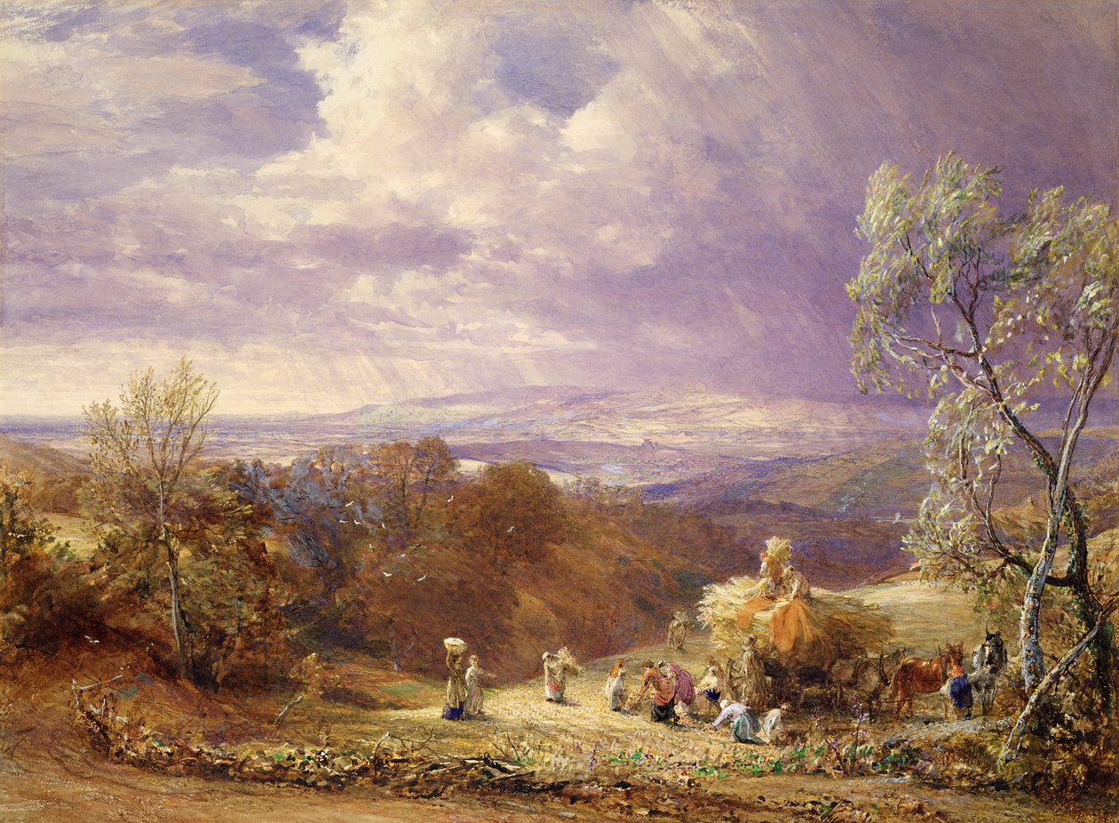 Sadonkorjuu (wc ja vartalon väri paperilla) tekijältä Samuel Palmer