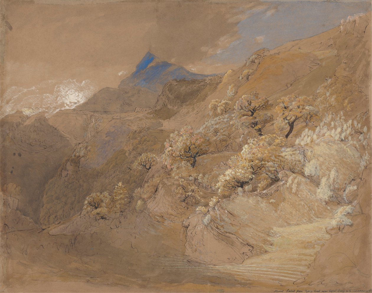 Siabod-vuori Tyn-y-Coedista lähellä Capel Curigia tekijältä Samuel Palmer