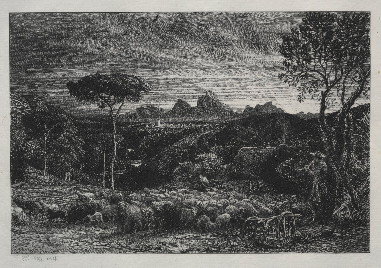 Kannen avaaminen, 1880. tekijältä Samuel Palmer