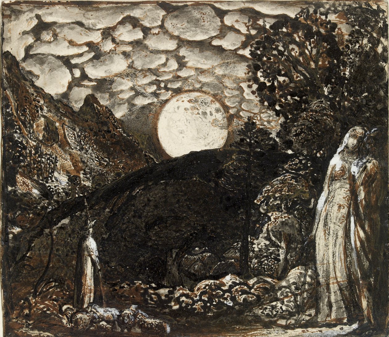 Paimenet täysikuun alla, n. 1829-1830 tekijältä Samuel Palmer