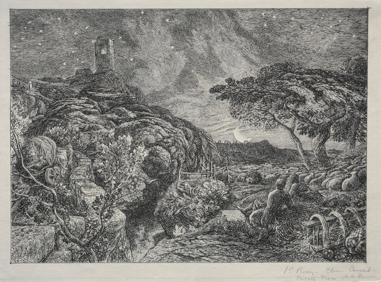 Yksinäinen torni, 1879. tekijältä Samuel Palmer