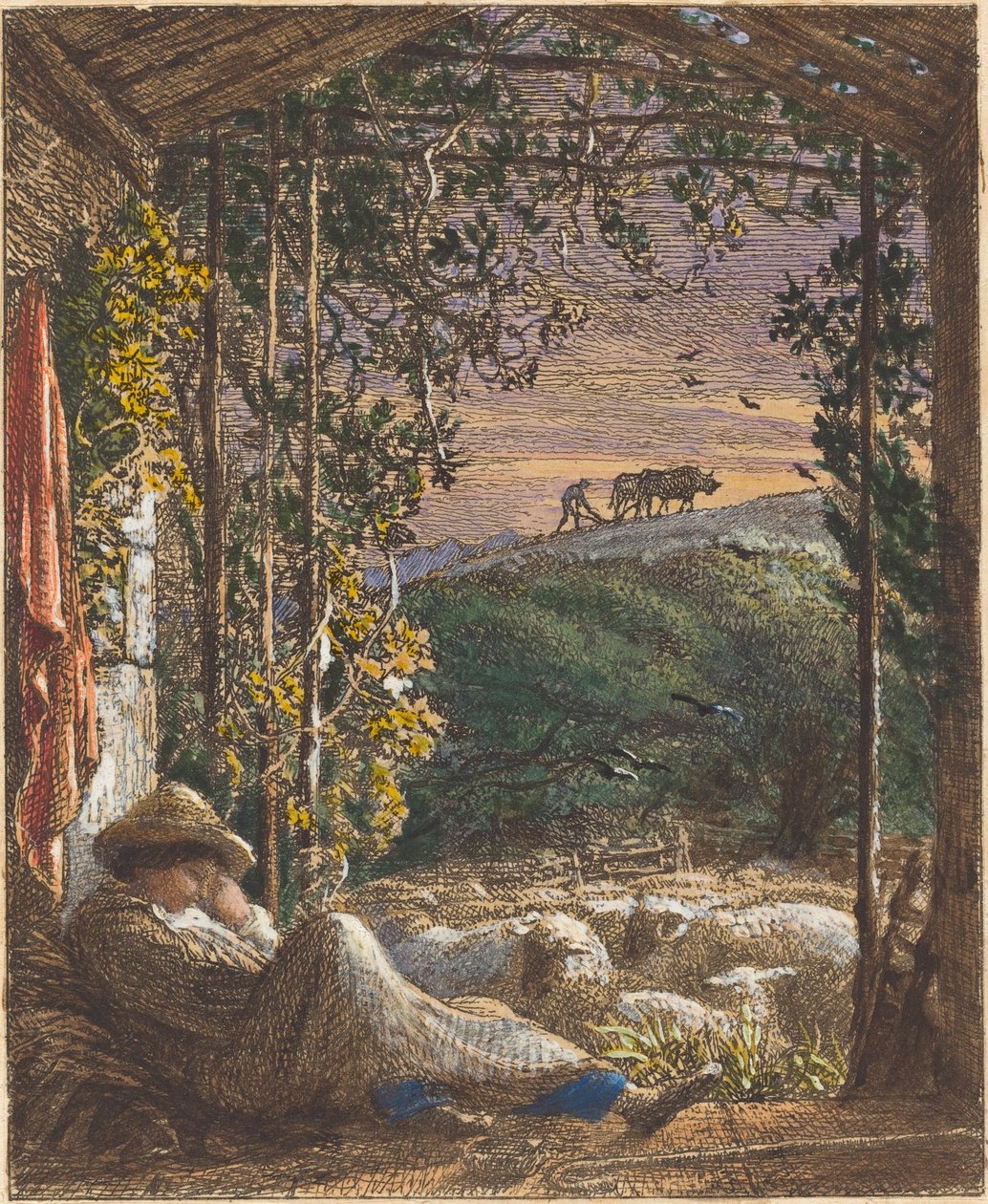 Nukkuva paimen; Aikainen aamu tekijältä Samuel Palmer