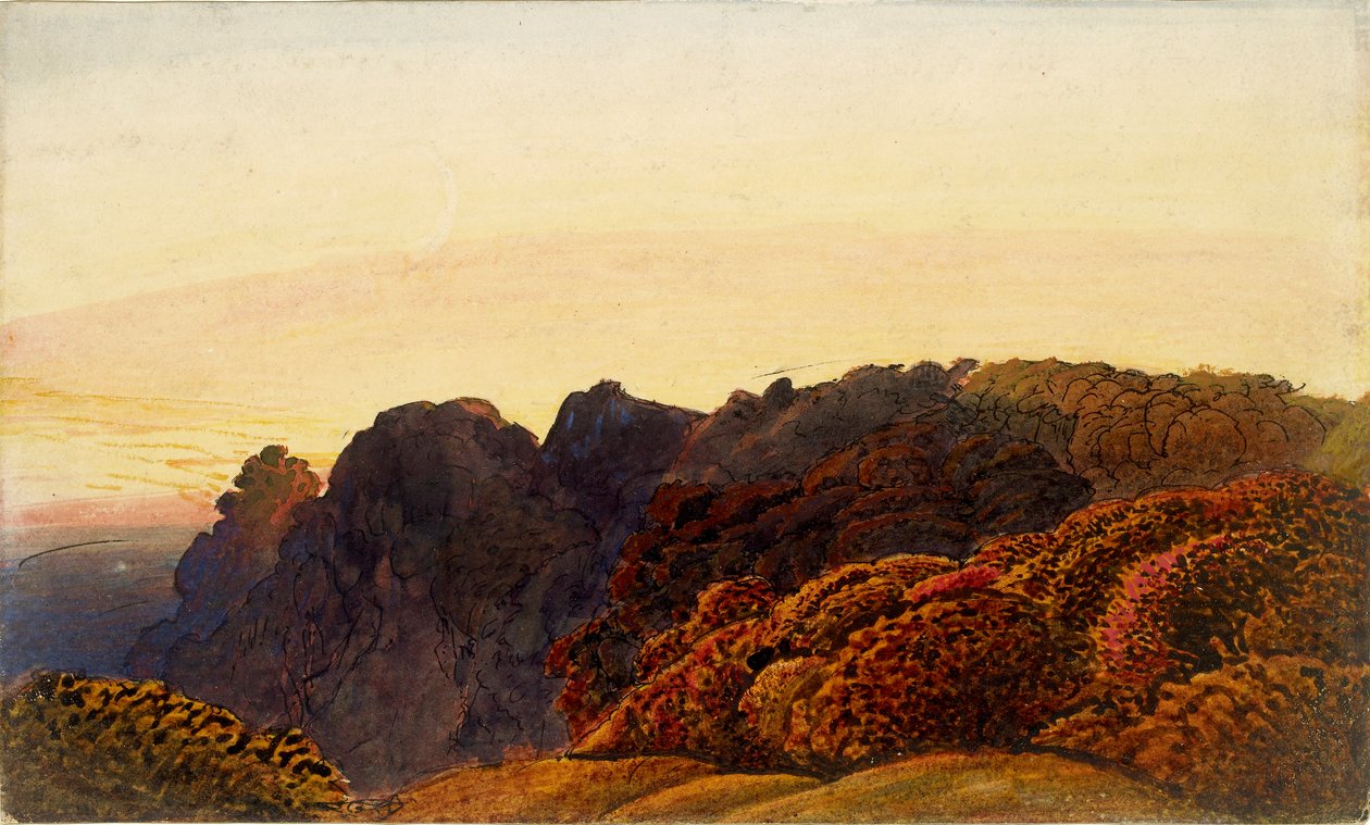 Keltainen hämärä, c1830 tekijältä Samuel Palmer