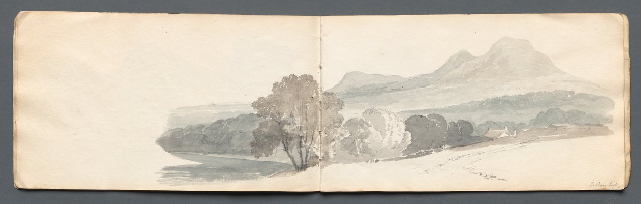 Luonnoskirja: Eildon Hills, 1814. tekijältä Samuel Prout