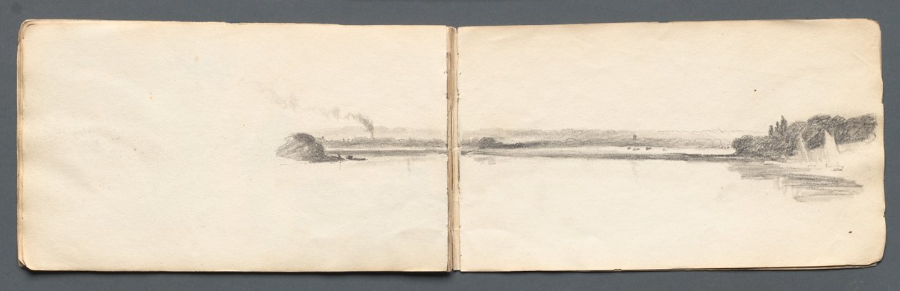 Luonnoskirja: Maisema purjeveneiden kanssa, 1814. tekijältä Samuel Prout