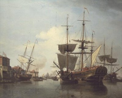 Coalship Thamesilla lähellä Deptfordia tekijältä Samuel Scott