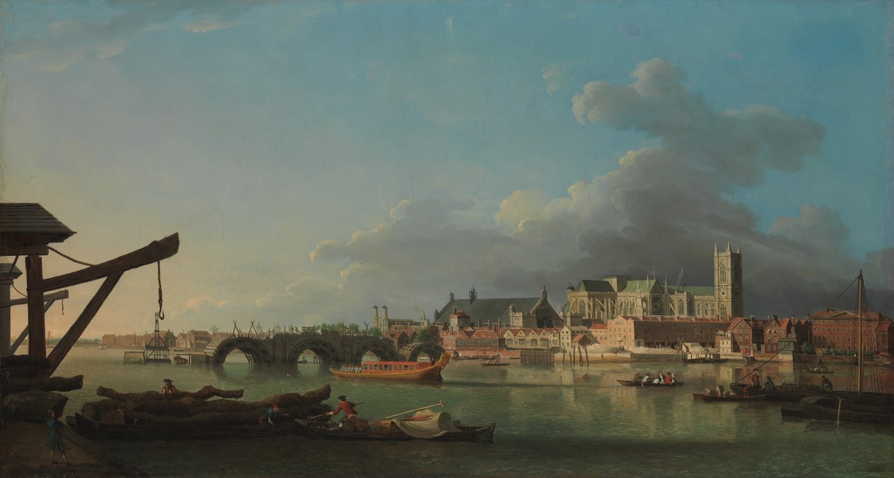 Westminster Bridgen rakennus. tekijältä Samuel Scott