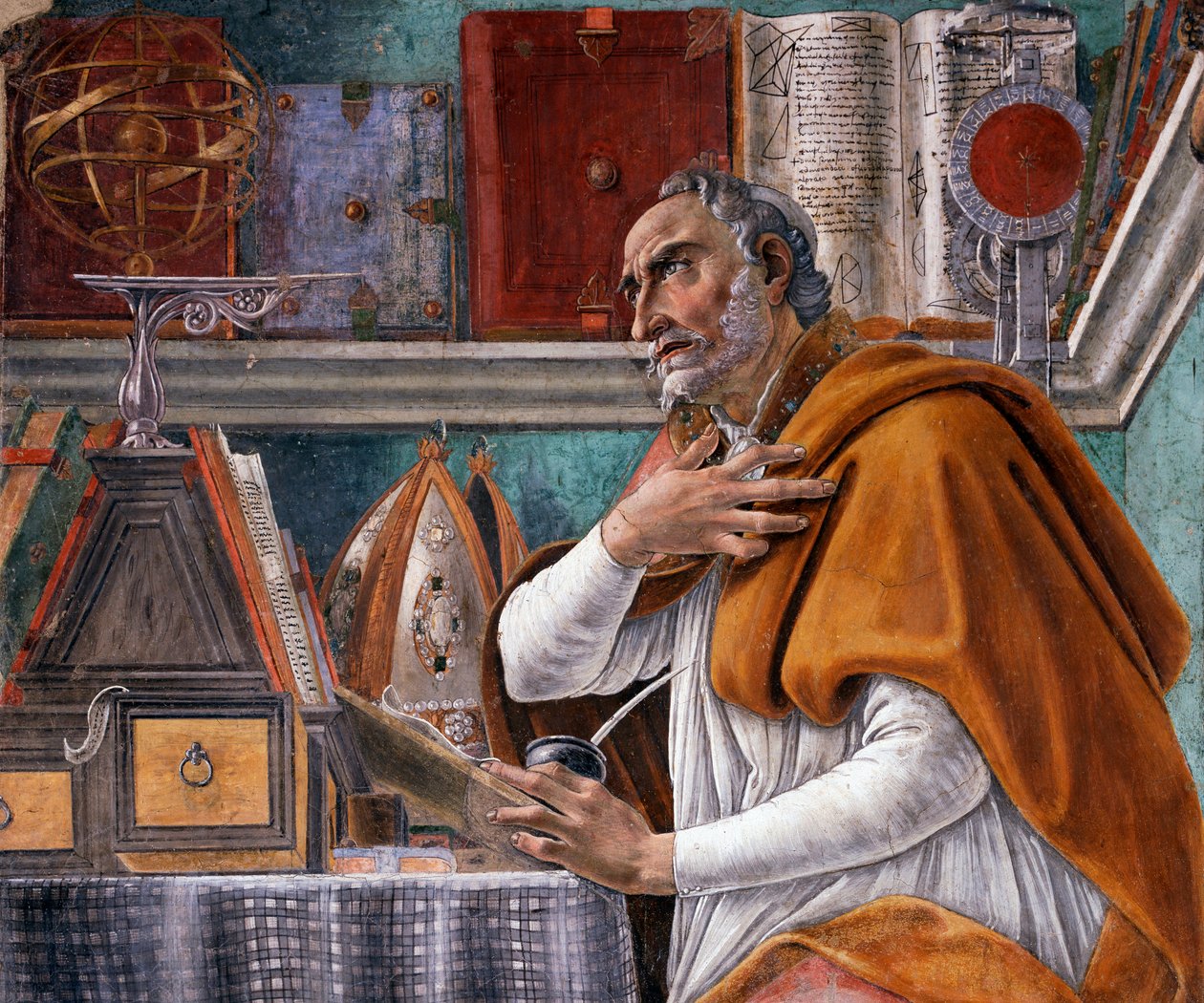 Yksityiskohta ”Pyhä Augustinus tekijältä Sandro Botticelli