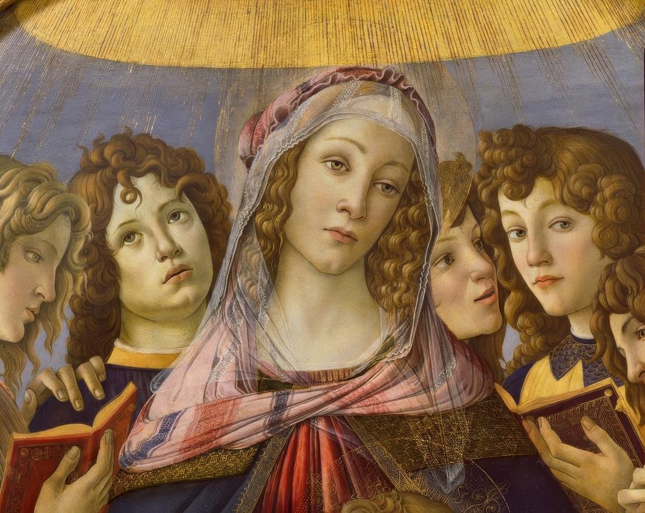 Maria mit dem Kinde und sechs Engeln tekijältä Sandro Botticelli