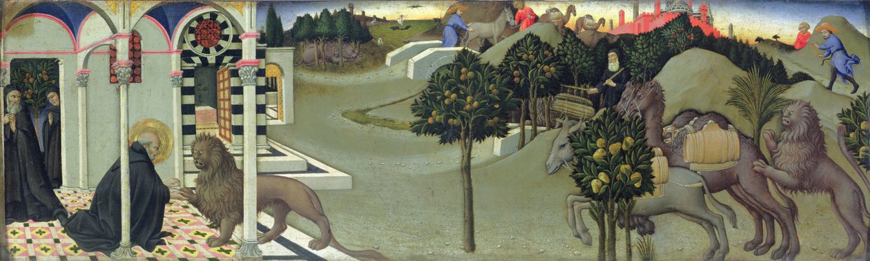 Pyhä Hieronymus ja leijona, 1444 tekijältä Sano di Pietro