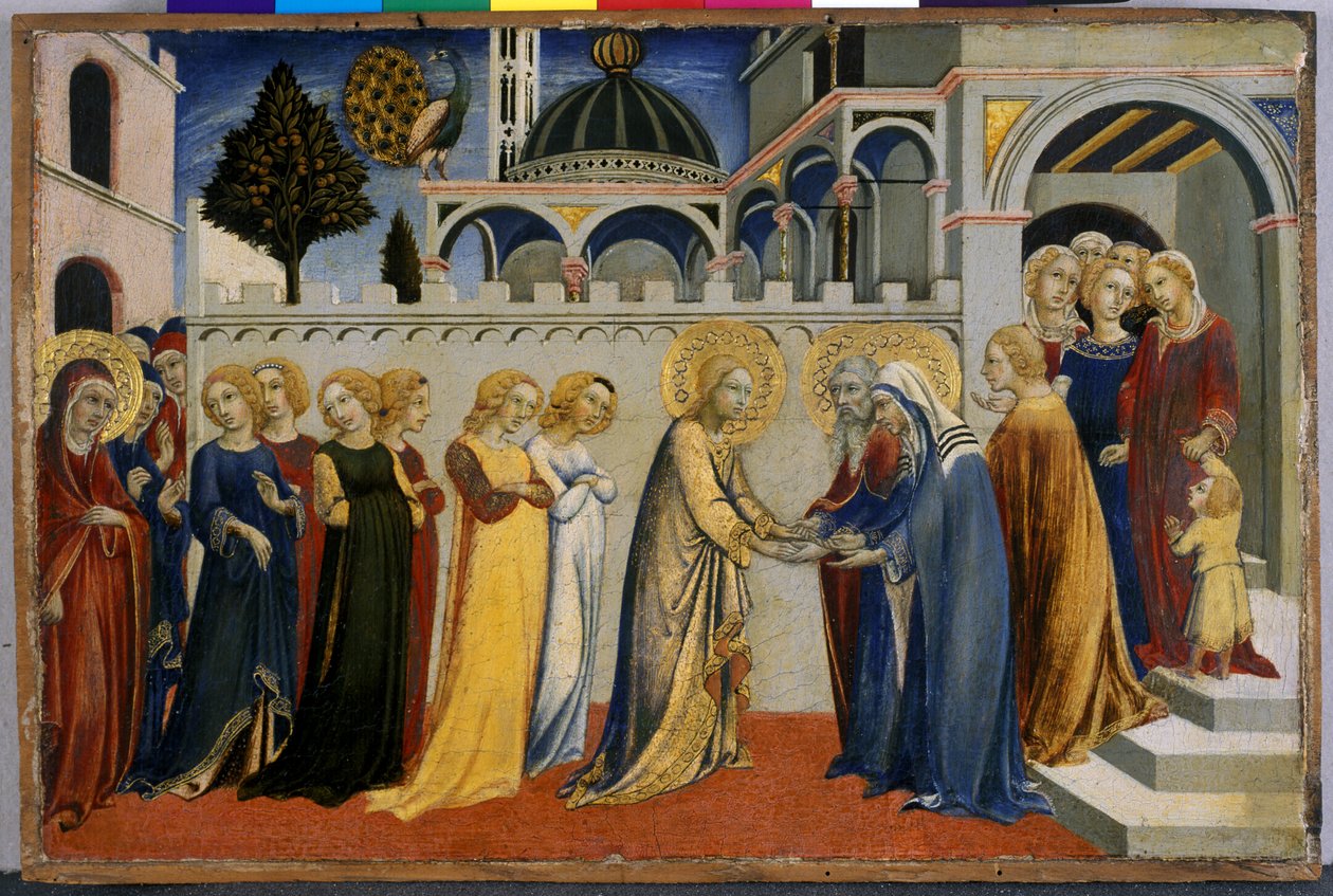 Marys Homecoming from the Temple, n. 144851 (tempera puulla) tekijältä Sano di Pietro