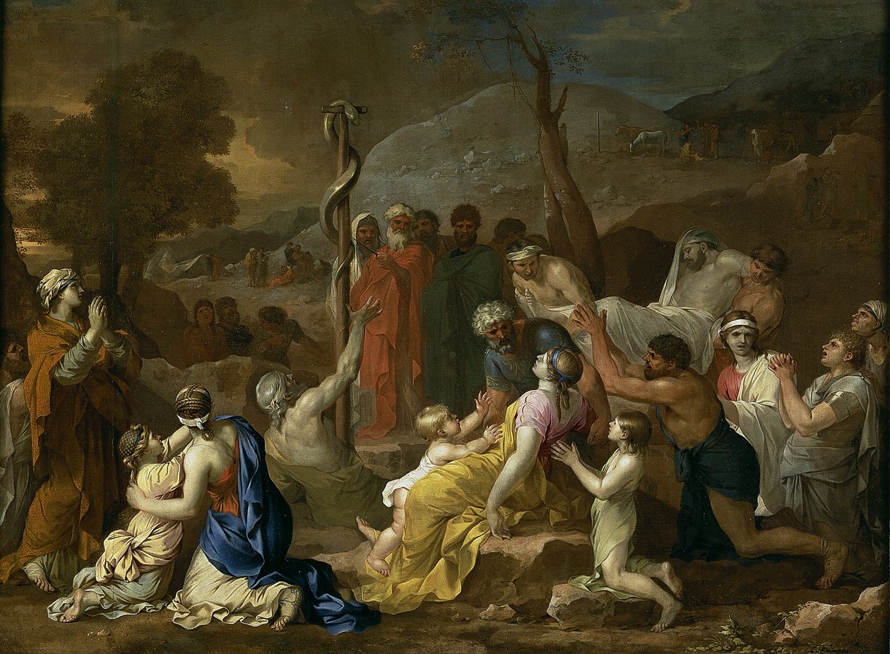 Mooses ja jyrkkä käärme, 1653-1654 tekijältä Sébastien Bourdon