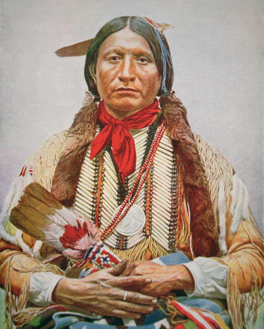 Chief "Wooden Lance" (väri litho) tekijältä School American