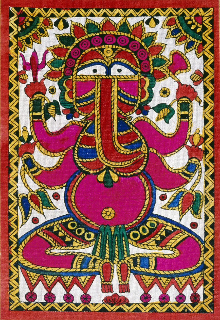 Elefantin pään jumala Ganesh (öljy kankaalle) tekijältä School Indian