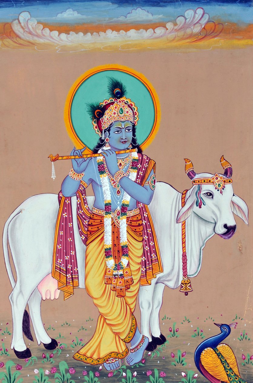 Miniatyyri maalaus Jumala Krishna tekijältä School Indian