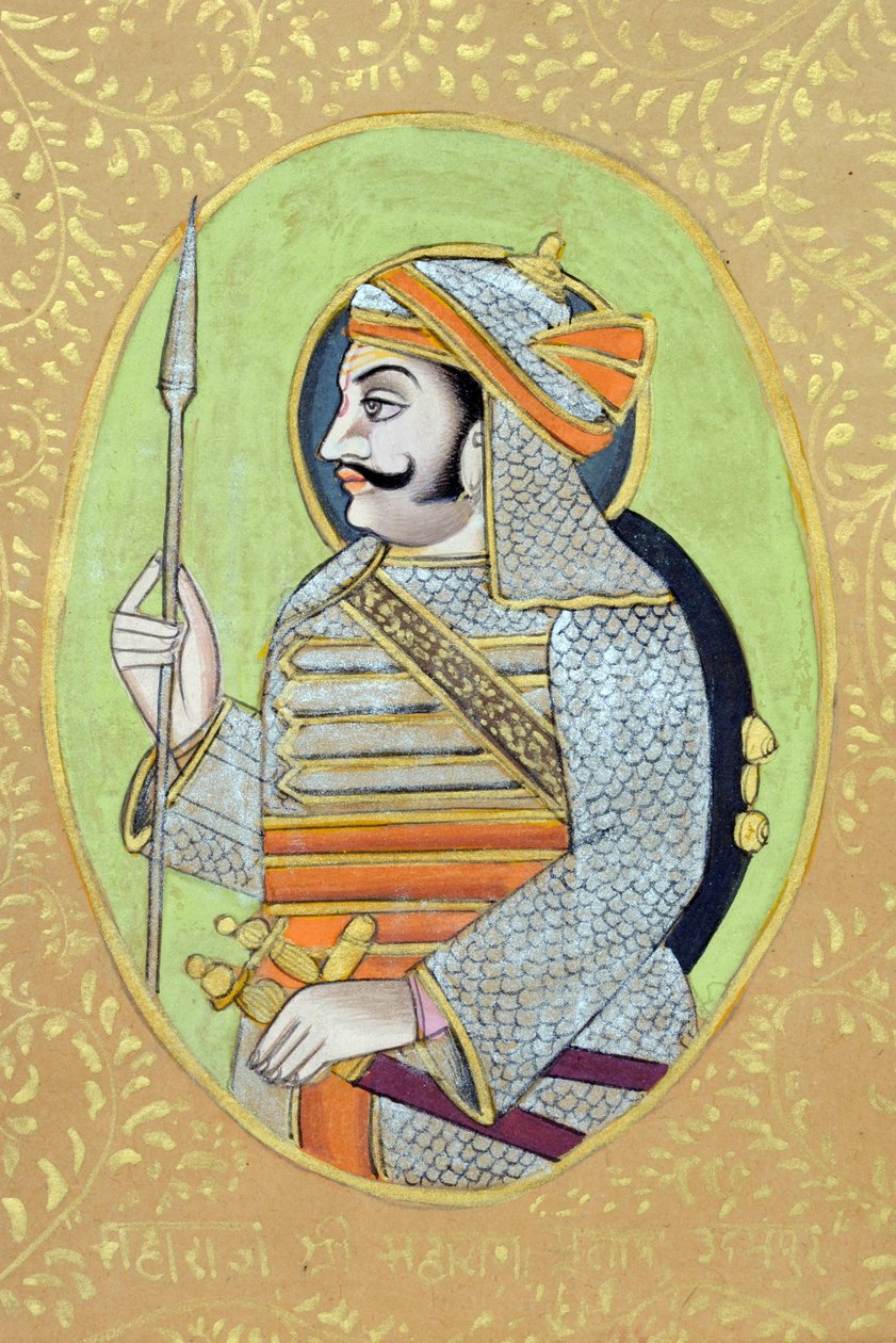 Maharana Pratap Singhin miniatyyrimaalaus tekijältä School Indian