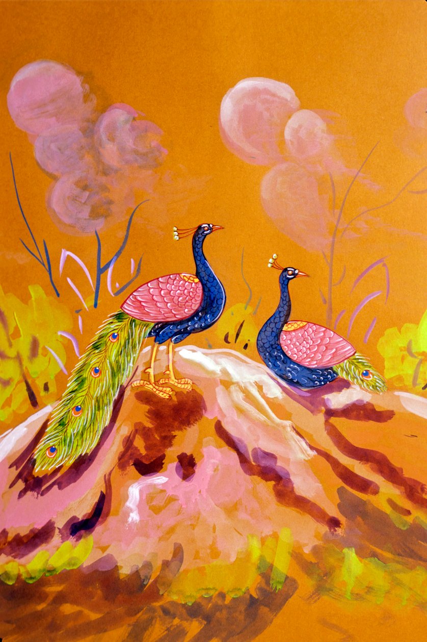 Peacock Pair, Jaipur School, Rajasthan, Intia tekijältä School Indian