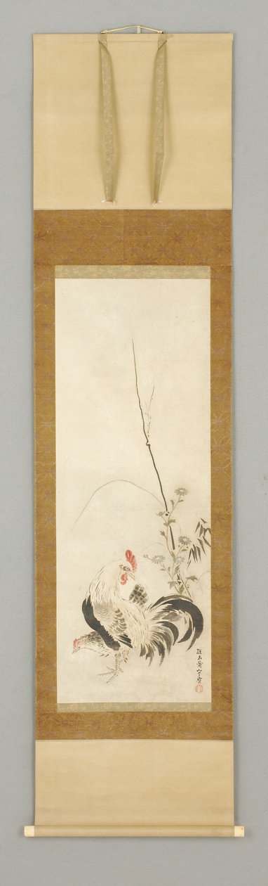 Kakemono, kukko ja kana kukilla tekijältä Japanese School
