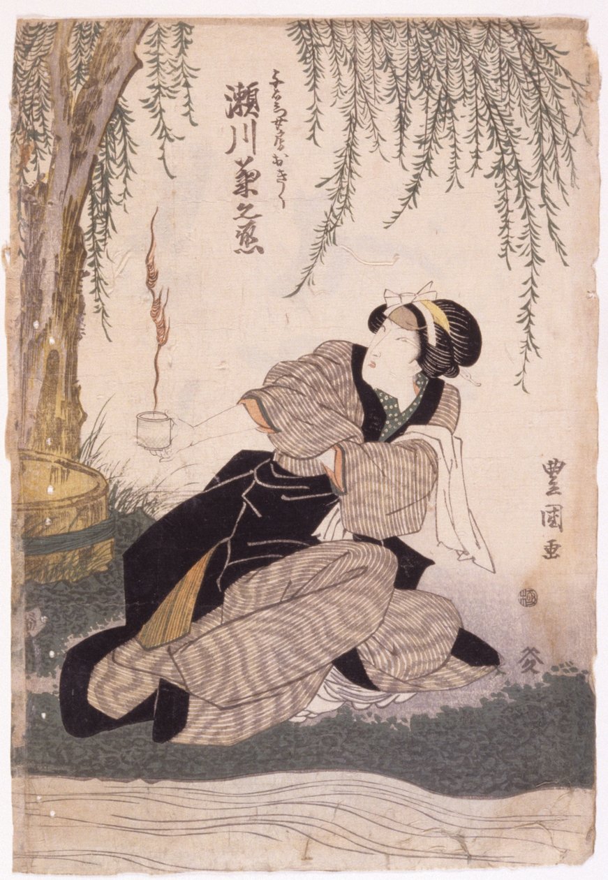 Segawa Kikunojo (xilogravura colorida) finlandês tekijältä School Japanese