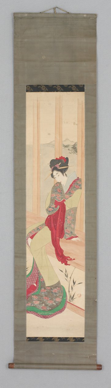 Nainen ikkunapenkillä (Kakemono) tekijältä Japanese School