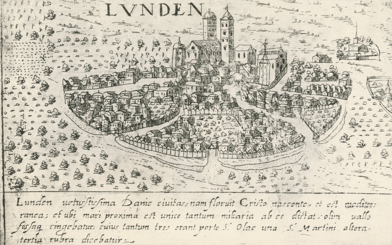 Lundin kaupunki, Ruotsi (etsaus) tekijältä School Swedish