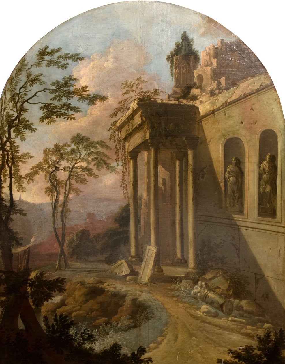 Maisema raunioineen, 1725. tekijältä School of Jacques Rousseau