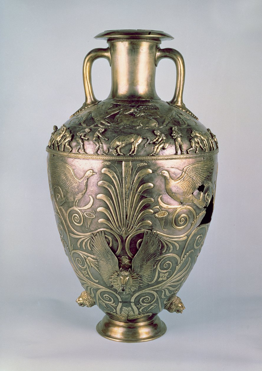 Amphora, 4. vuosisadan lopulla eKr. (hopeakullattu) tekijältä Scythian