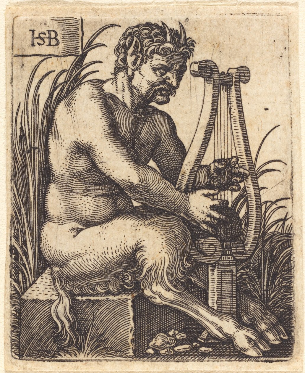 Satyr soittaa lyyraa tekijältä Sebald Beham
