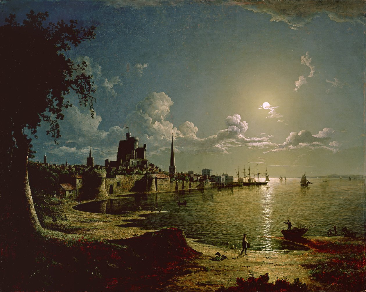 Moonlight Scene, Southampton, 1820 tekijältä Sebastian Pether
