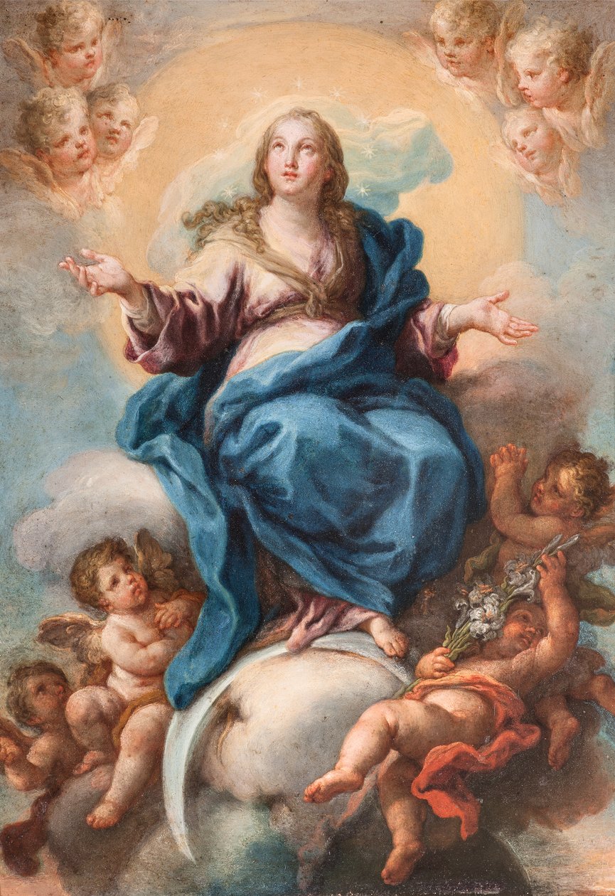 Immaculate Virgin (öljy kuparilla) tekijältä Sebastiano Conca