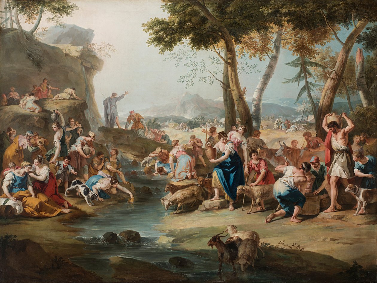 Mooses lyömässä kallioon. tekijältä Sebastiano Ricci
