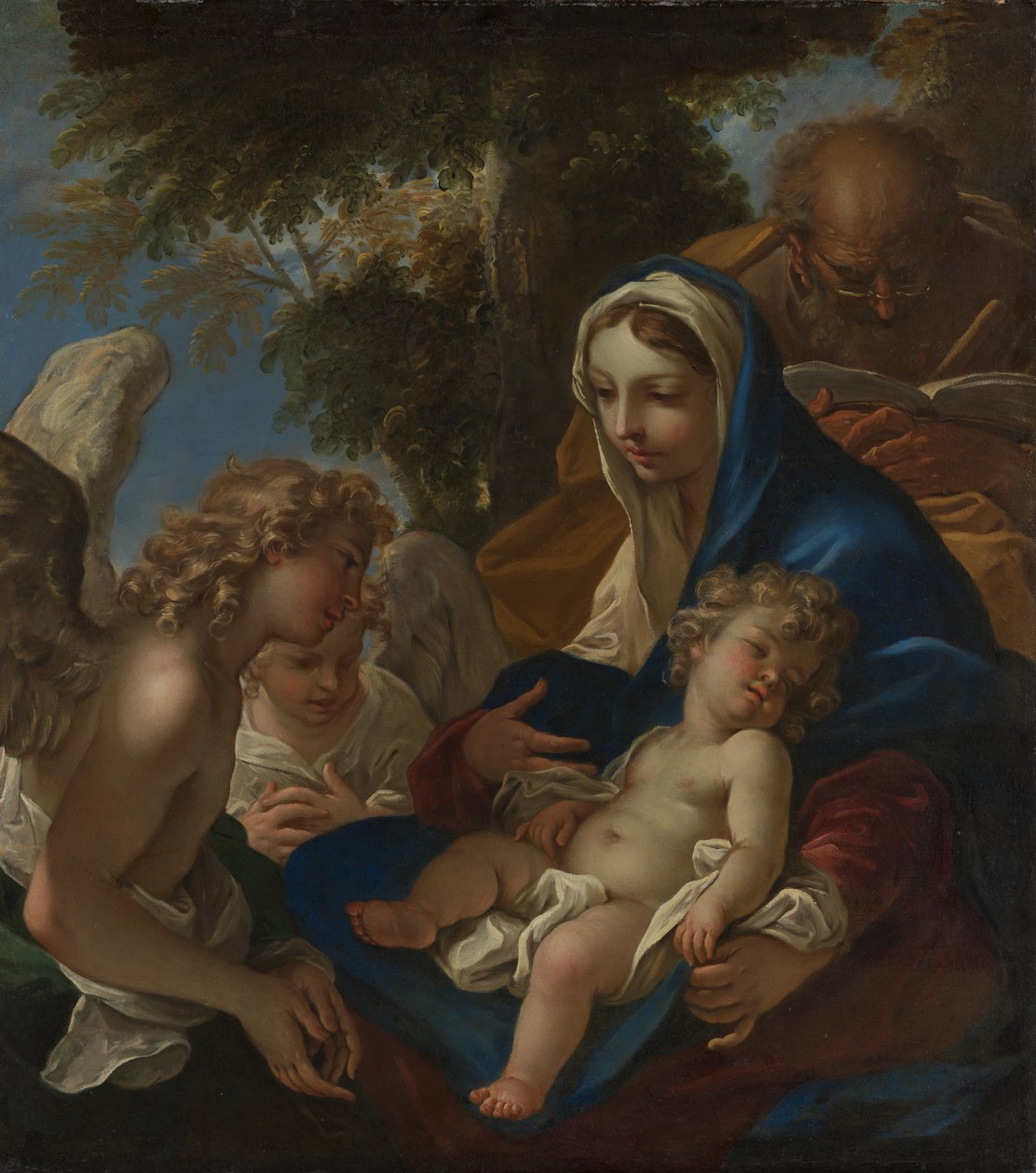 Pyhä perhe enkelien kanssa, n. 1700. tekijältä Sebastiano Ricci