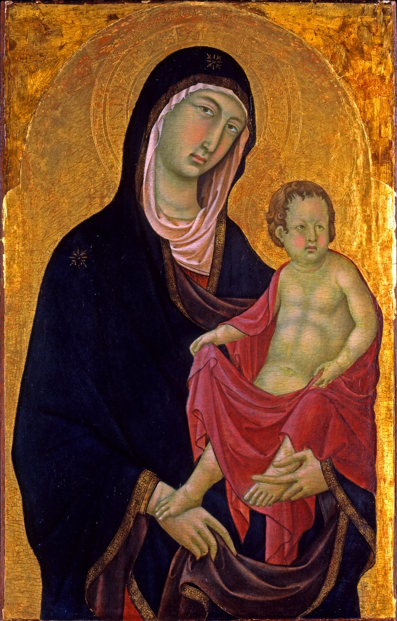 Madonna ja lapsi, n. 1320-1330 (tempera paneelissa, lehtikulta) tekijältä Segna di Bonaventura