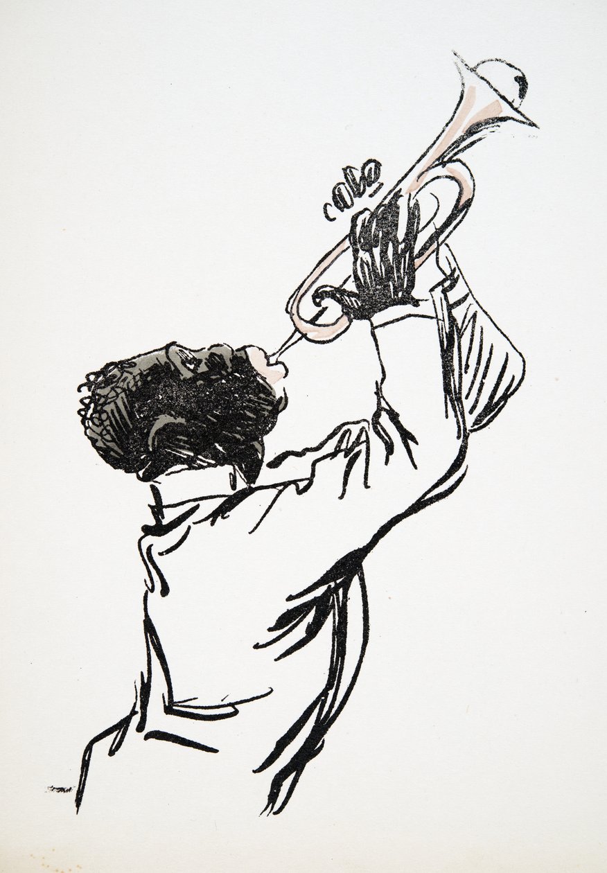 Trumpet Player, White Bottoms, pub. 1927 (värikuvio) tekijältä Sem