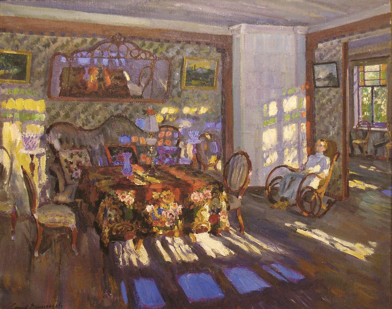 Auringonvalo värillisten lasiikkunoiden läpi, 1916 tekijältä Sergei Arsenevich Vinogradov
