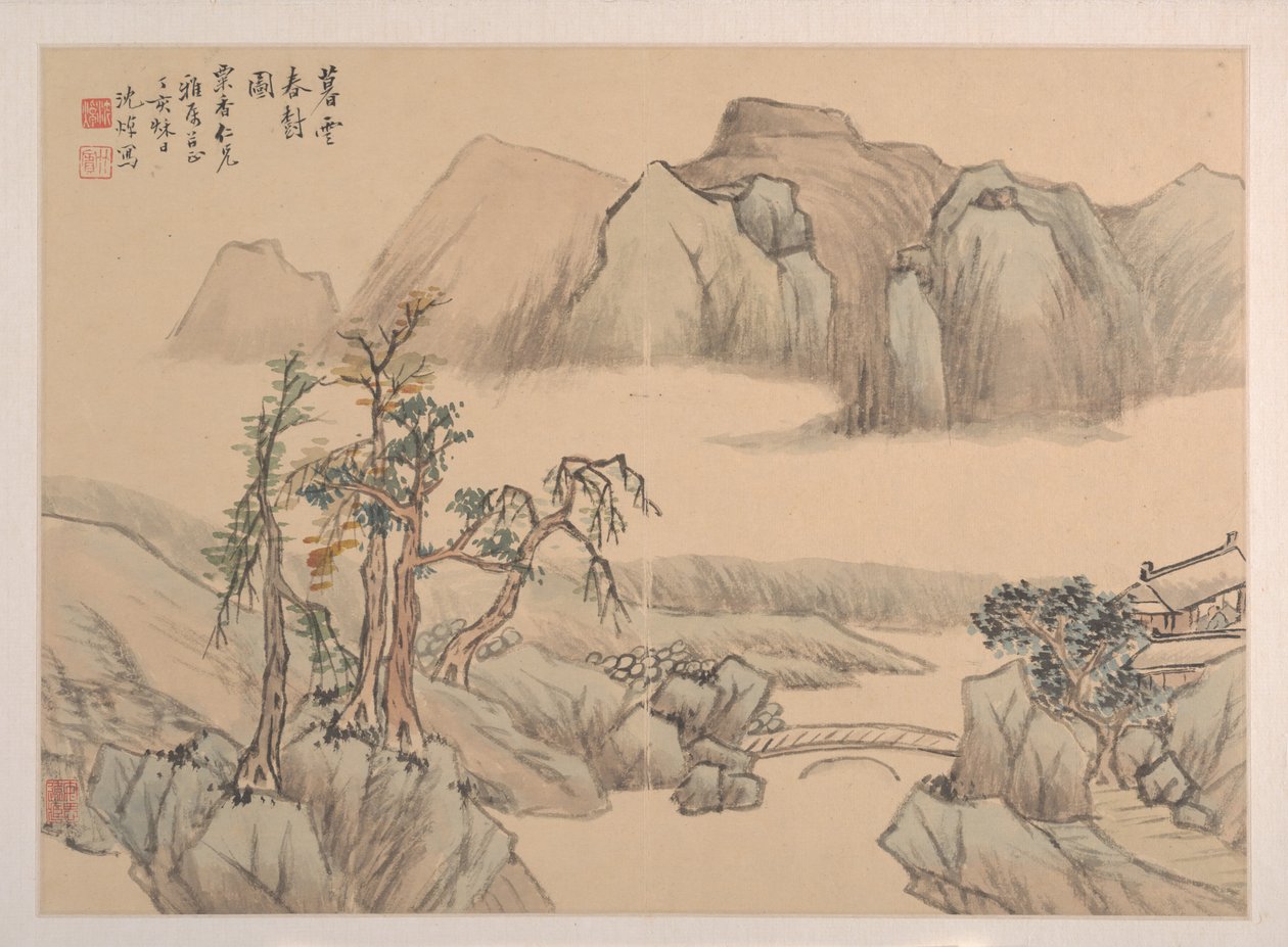 Maisema, vuodelta 1827. tekijältä Shen Zhuo