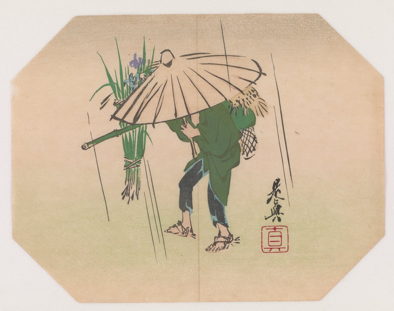 Fan Print Design (värillinen puupalikkaprintti) tekijältä Shibata Zeshin