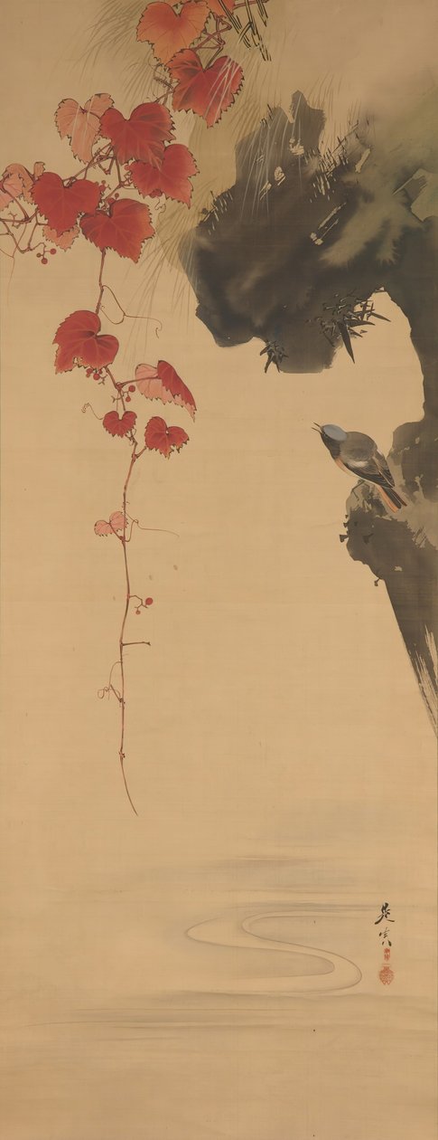 Lehdet ja lintu, 1800-luku. tekijältä Shibata Zeshin