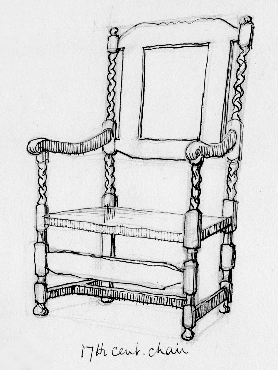 "1600-luvun tuoli", C1760, C1950. tekijältä Shirley Markham