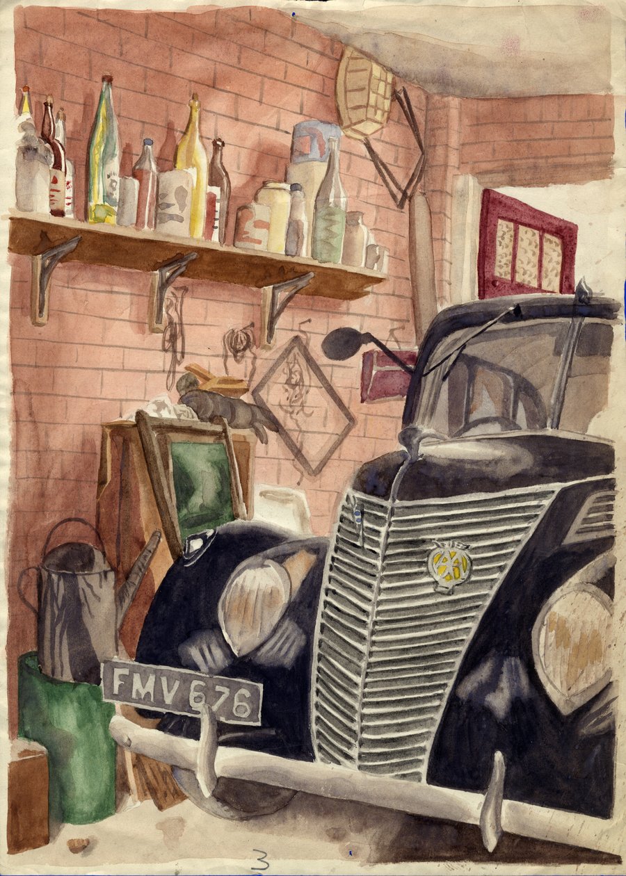 Auto tallissa, v1950. tekijältä Shirley Markham