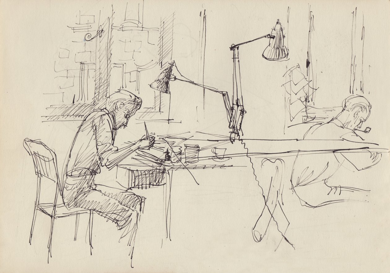 Graafisen suunnittelun studio, c1950. tekijältä Shirley Markham