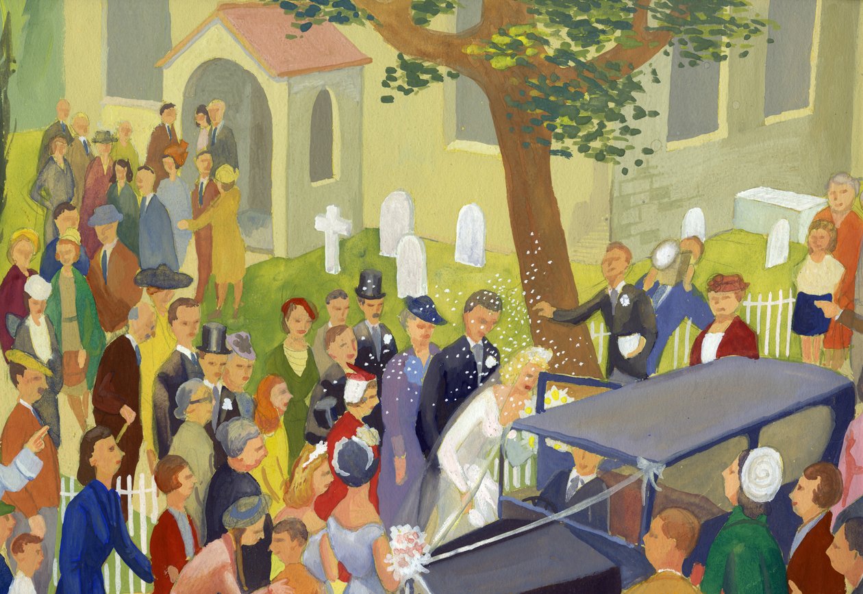 Hääryhmä kirkkopihalla, v1948. tekijältä Shirley Markham