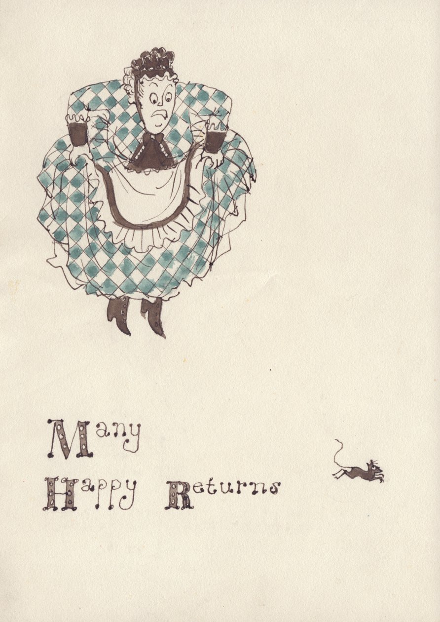 Nainen pelottaa hiirtä, c1950. tekijältä Shirley Markham