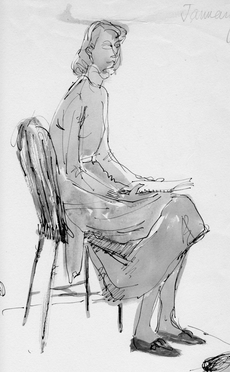 Nainen istuu tuolilla, 1950. tekijältä Shirley Markham