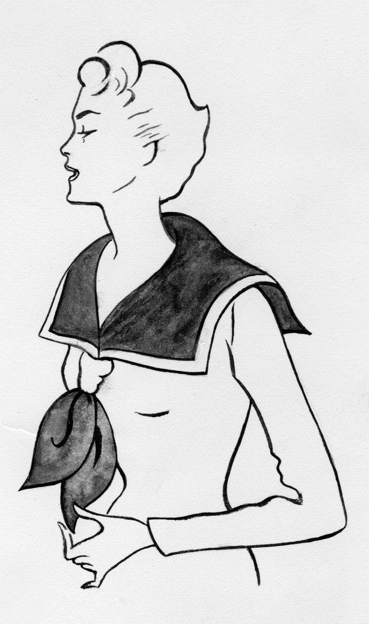 Nainen merimiespuseroineen, v. 1950. tekijältä Shirley Markham